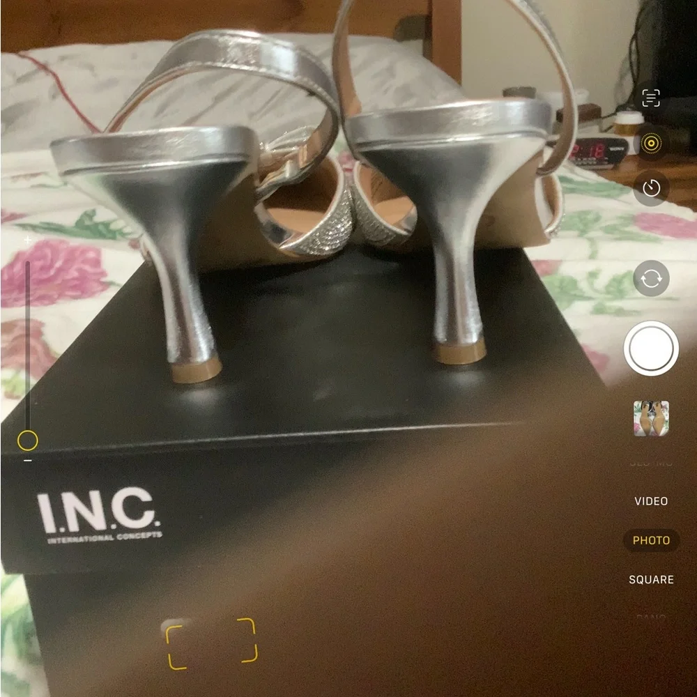 INC International Concepts Women's Glittering Gelsey Silver Heels - Picture 3 of 6